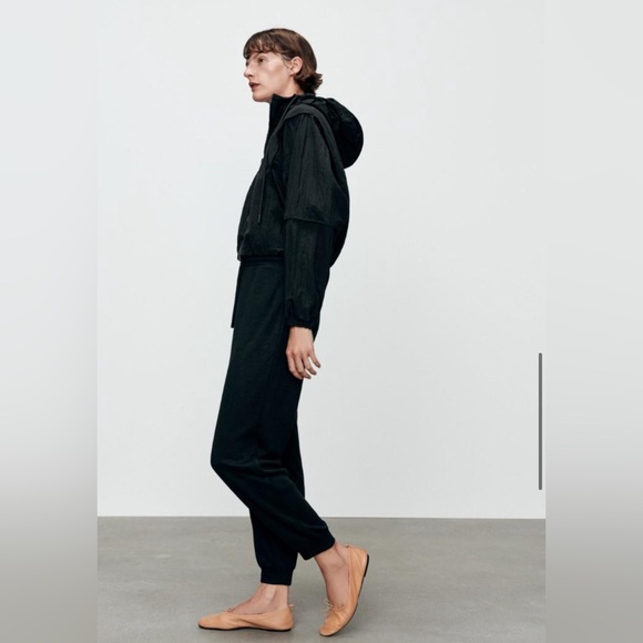 Zara Cropped Packable Black Rain Jacket Size Medium - Picture 6 of 16